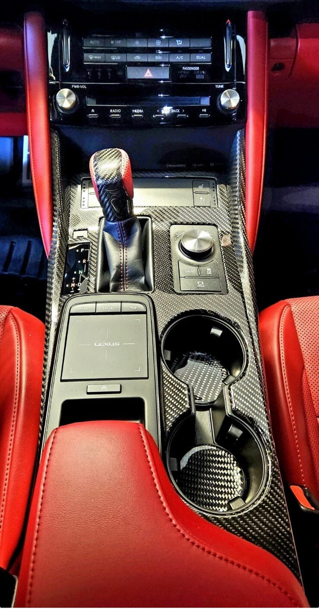 9-Piece Real Carbon Fiber Interior Trim Kit For Lexus RC350 & RCF (2014-2020) – Black Gel Coat Finish