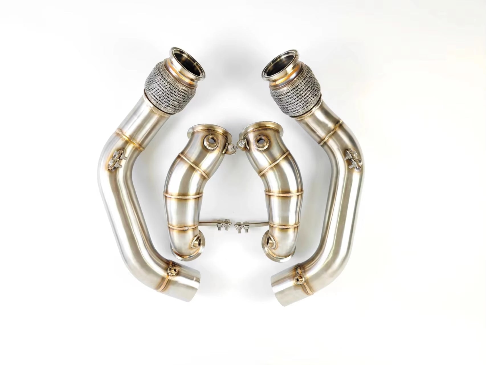 BMW M5 F90 / M8 4.4T S63 Engine Exhaust Downpipe w/ Air Intakes