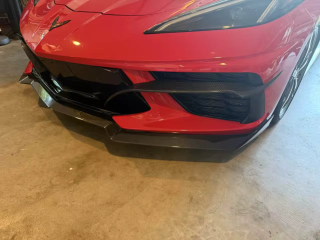 Carbon Fiber Bumper Front Canard -Corvette Stingray Convertible Coupe 2020-2021