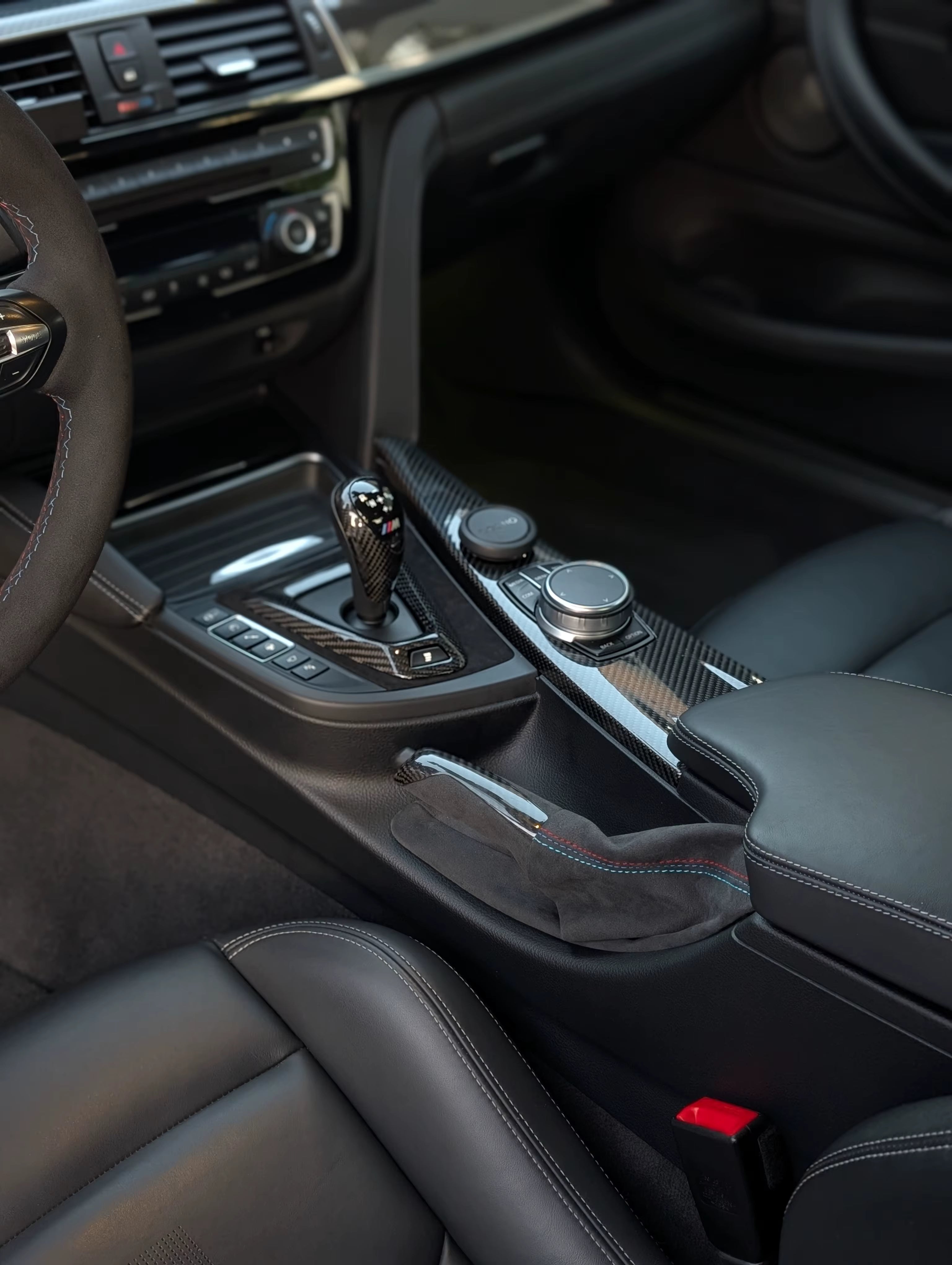 Carbon Fiber Interior Gear Shift Knob Head Console Panel Handbrake Cover Kit -  BMW M3 M4 F80 F82
