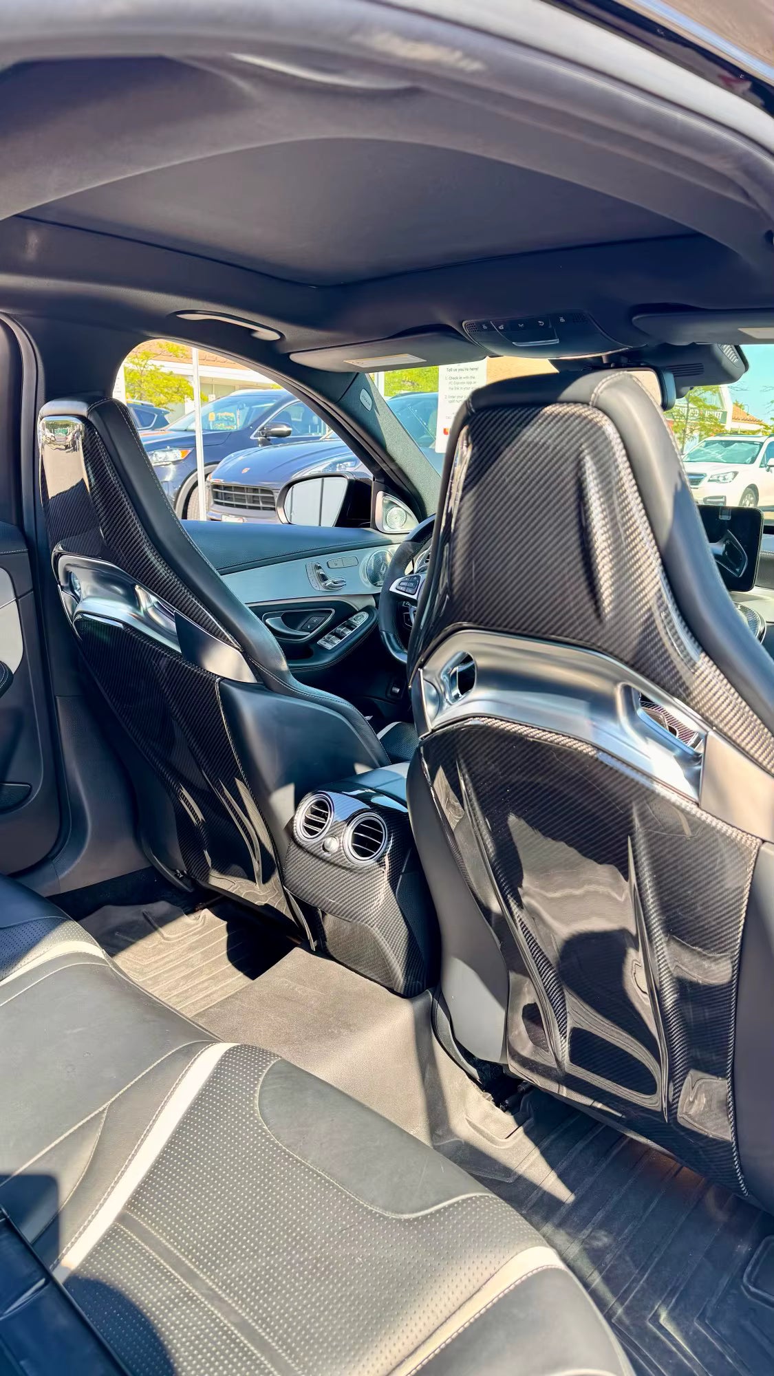 Carbon fiber Seat Back Covers - Mercedes Benz W205 C205 A45 A35 CLA45 GLA45 AMG 2014 - 2021