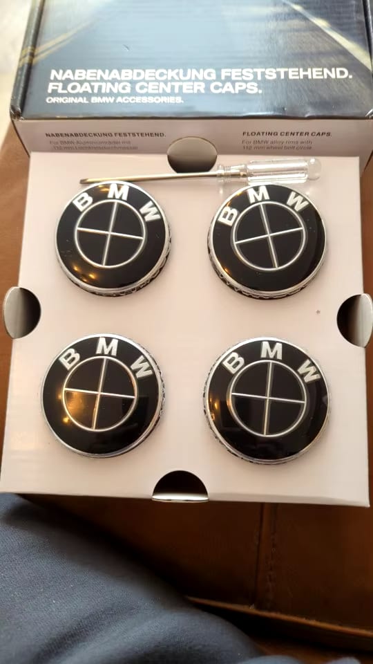 thumbnail image 2 of 92motorsports BMW Floating Wheel Center Cap Set – Black/White, 68mm & 56mm For E/F/G Series 2 of 6