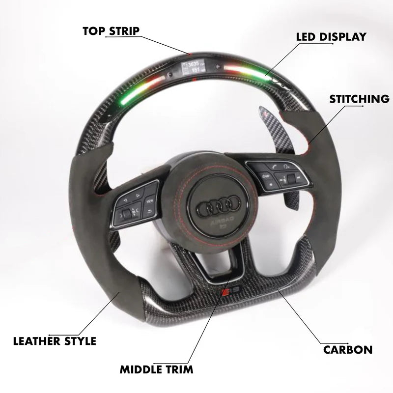 Full Custom Carbon Fiber Steering Wheel - Audi S/RS 3,4,5 2016+