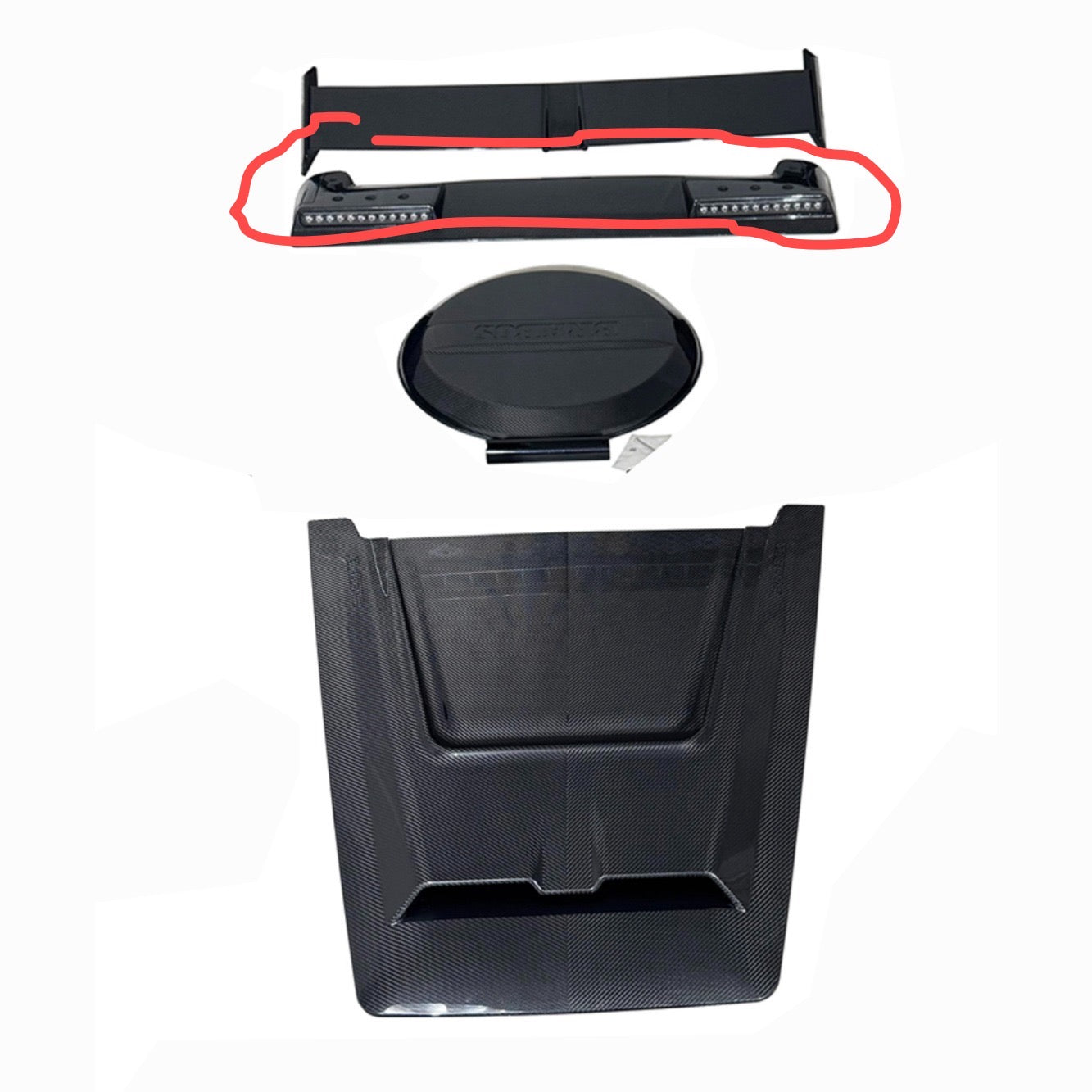 Carbon fiber B style Front Roof Spoiler w/LED - Mercedes W465 G wagon