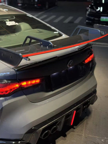 Prepreg Carbon Fiber LED Rear Trunk Swan NEck Wing - BMW G8X G80 M3 / G82 M4 / G87 M2