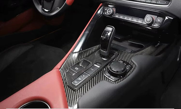 Carbon Fiber Center Control Gear Shift Button Panel Cover - Toyota GR Supra A90 2019+