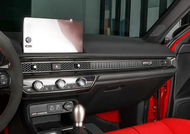 Side Air Vent Window Louver Carbon Fiber Red ABS Cover For Honda Civic 2016-2021 - Foto 10