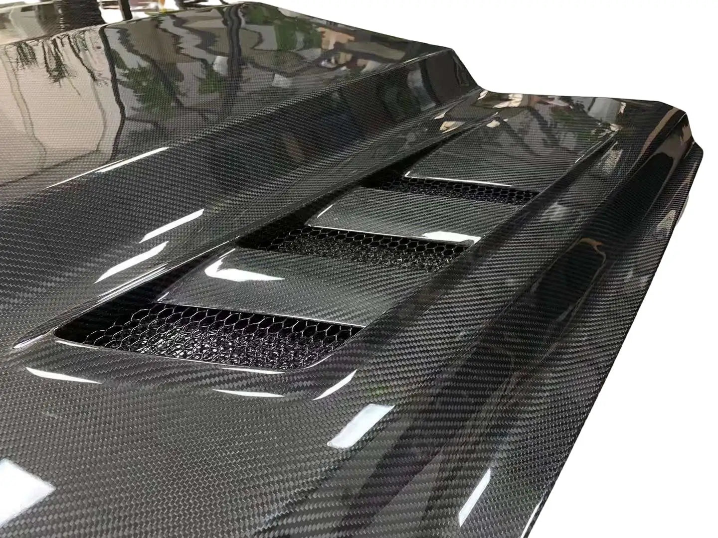 Carbon Fiber Front Vented Engine Bonnet Hood V2 -  Ford Mustang 2015 - 2017