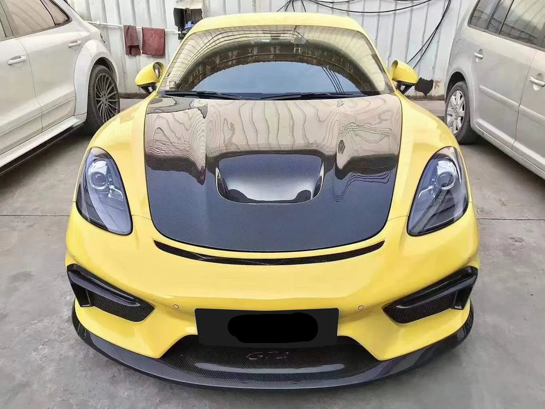 Carbon Fiber Vented GT4 Style Front Hood Bonnet - Porsche 718 Cayman /Boxster