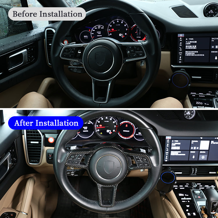 Carbon Fiber Steering wheel trim Cover - Porsche Panamera Cayenne Macan 911 718 918 Cayman