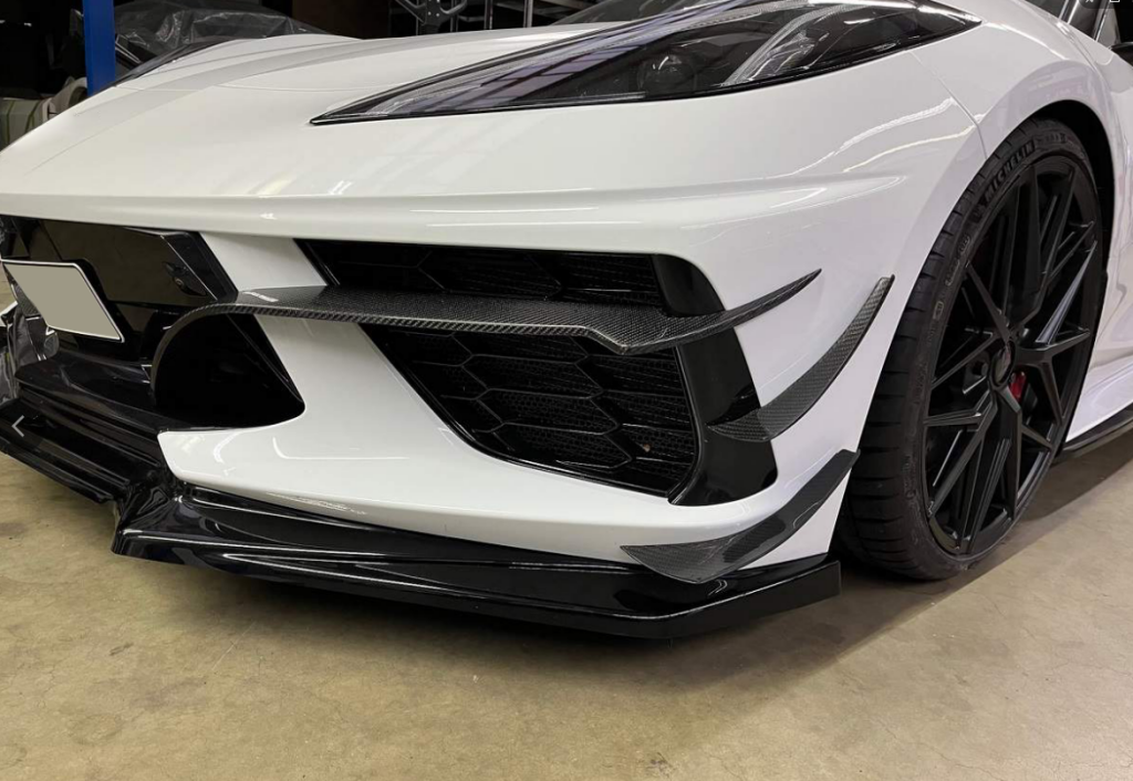 Carbon Fiber Bumper Front Canard -Corvette Stingray Convertible Coupe 2020-2021