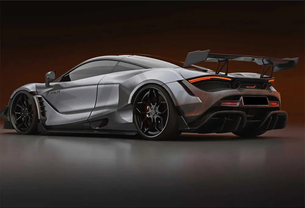 Dry Carbon Fiber Performance GT Rear Wing Spoiler w/ Dry Carbon Base Panel- Mclaren 720S