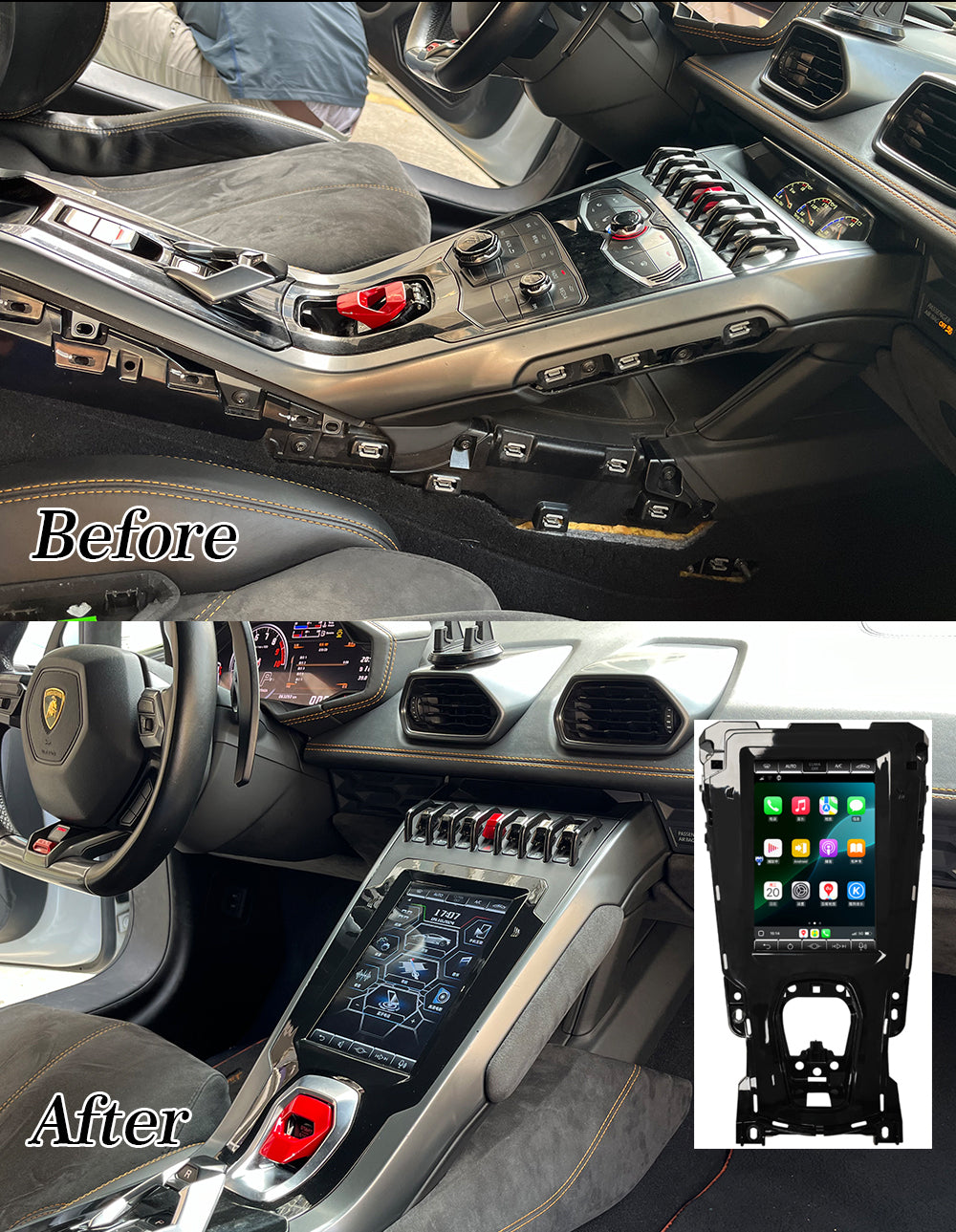 Lamborghini Huracán - EVO-Style Android Touchscreen Replacement Upgrade with Wireless Apple CarPlay & Android Auto