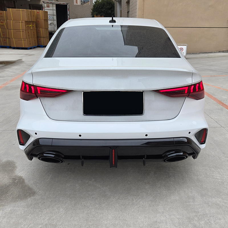 Gloss Black RS3 Style Rear diffuser w/ LED - Aud A3 S3 Sedan 8Y