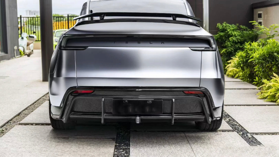 Dry Carbon Fiber C Style Rear Diffuser -  Tesla Model Y Juniper 2025+