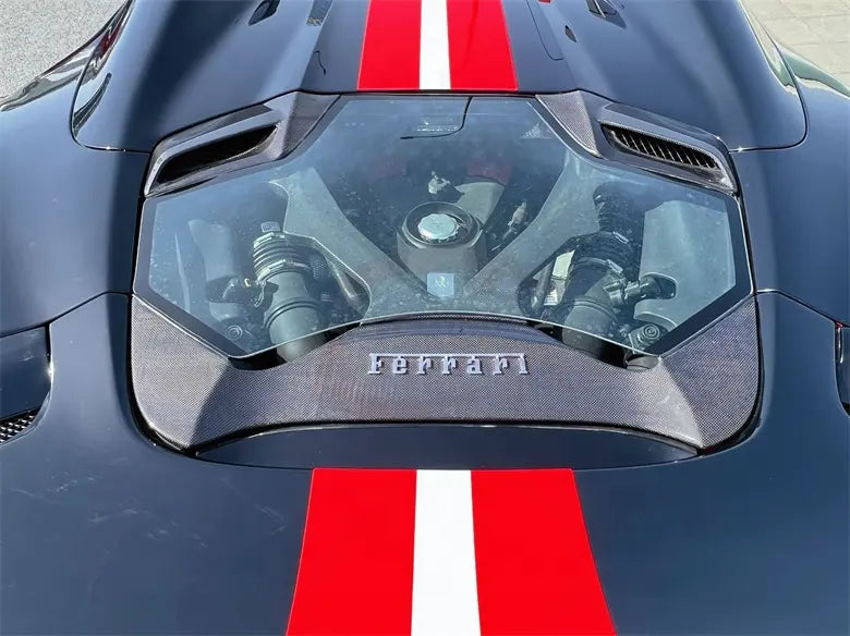 Carbon Fiber Rear Engine Bonnet cover w/ Transparent Window - Ferrari 488 Spyder