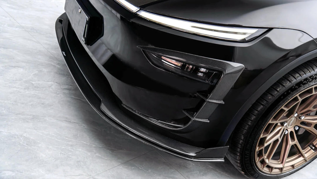 Dry Carbon Fiber Front Bumper Canards - Tesla Model Y Juniper 2025