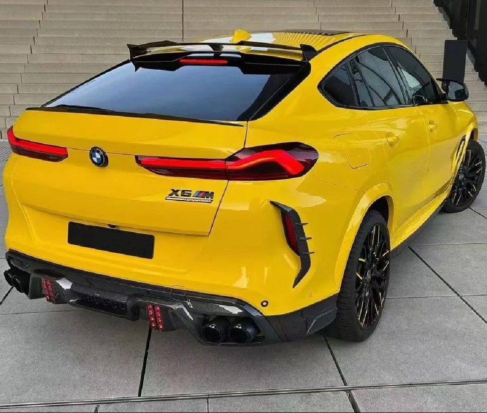 Carbon Fiber Rear Bumper Fog Light Cover Trim -  BMW X6M F96 20-25