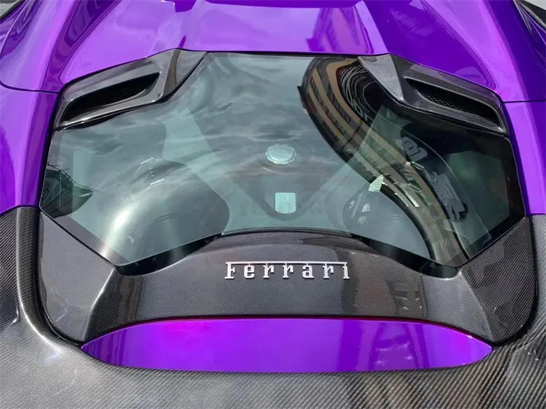 Carbon Fiber Rear Engine Bonnet cover w/ Transparent Window - Ferrari 488 Spyder
