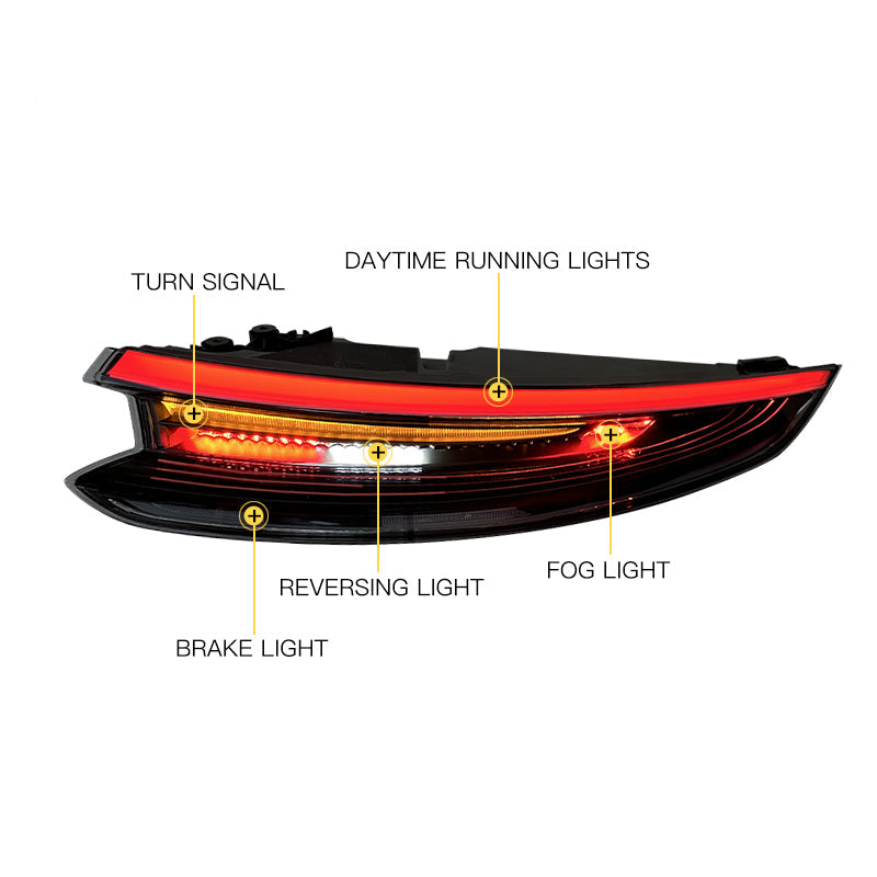 2016-2019 Porsche 911 991.2 Clear LED Taillights Plug & Play
