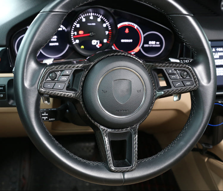 Carbon Fiber Steering wheel trim Cover - Porsche Panamera Cayenne Macan 911 718 918 Cayman