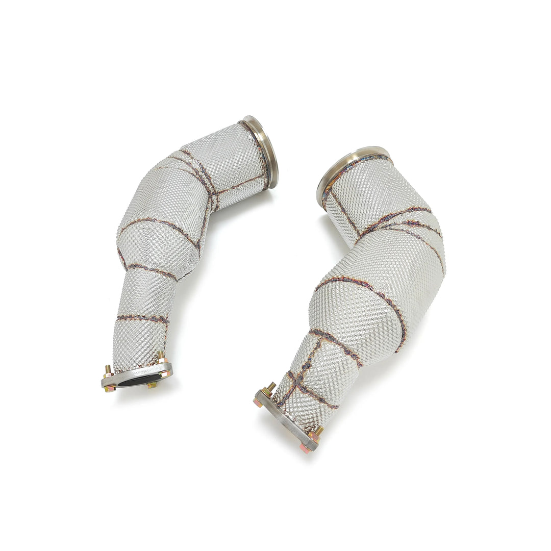 Catless Free Flow Performance Down Pipes w/ Heat Shield - Audi RS6 RS7 C8 4.0TT 2019-2024