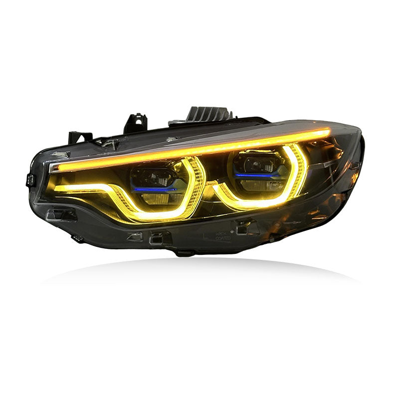 IKON Style Plug N Play Headlights V3 Switchable WHITE/YELLOW/AMBER DRL Upgrade  - BMW F32 F33 F36 4 Series F80 F82 M3 M4