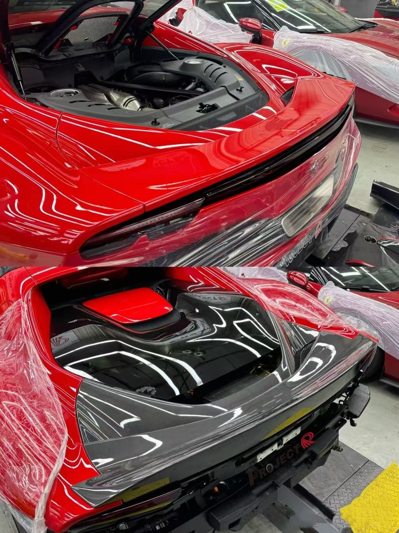 Ferrari 296 GTB - Carbon Fiber Rear N Style Ducktail Spoiler Replacement