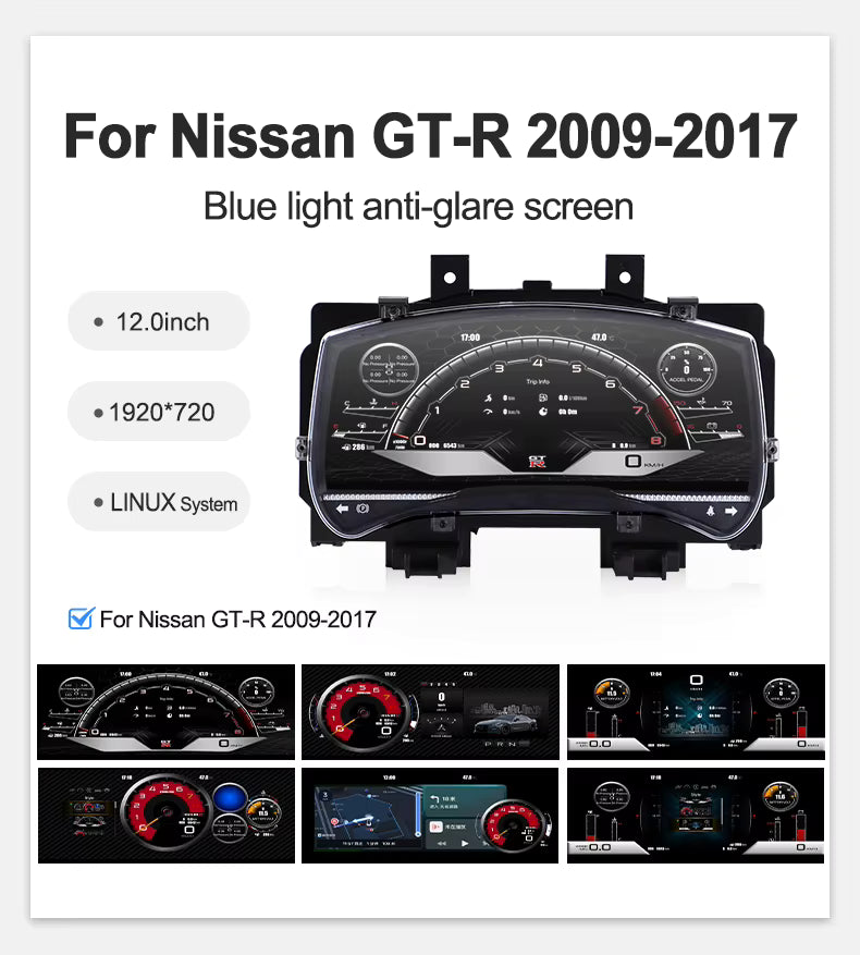 Digital Instrument Cluster LCD Dashboard  Speedometer Display upgrade - Nissan GTR 2009-2017