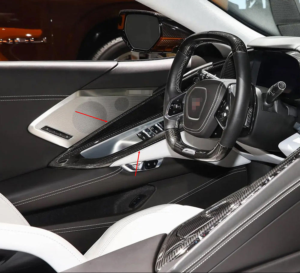 Dry Carbon Fiber Interior Trims Door Bow Cover - C8 Corvette