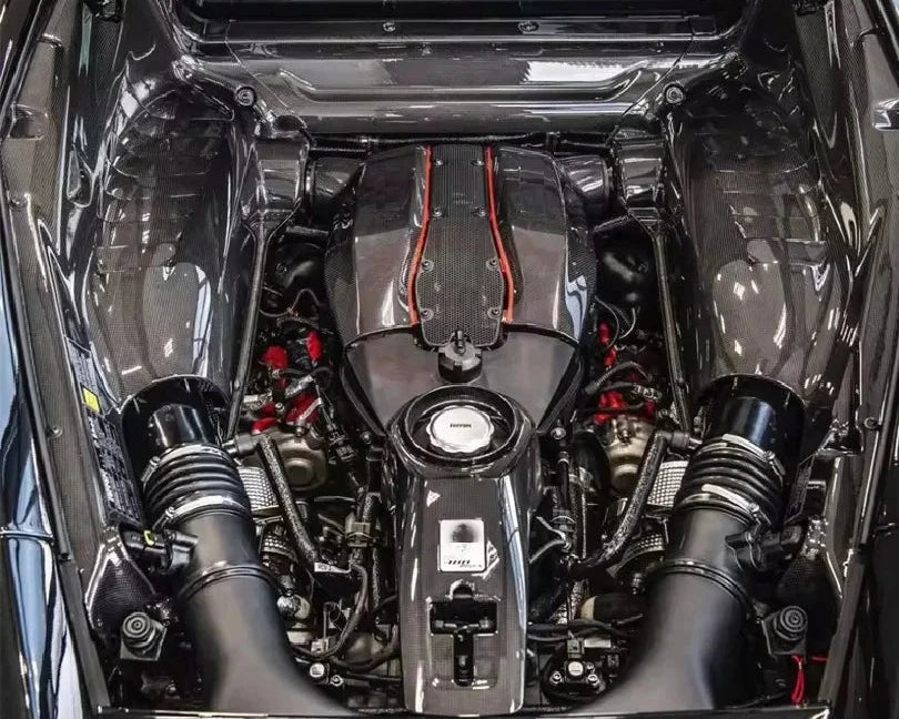 Dry Carbon Fiber Engine Bay Cover Set - Ferrari 488 GTB spider