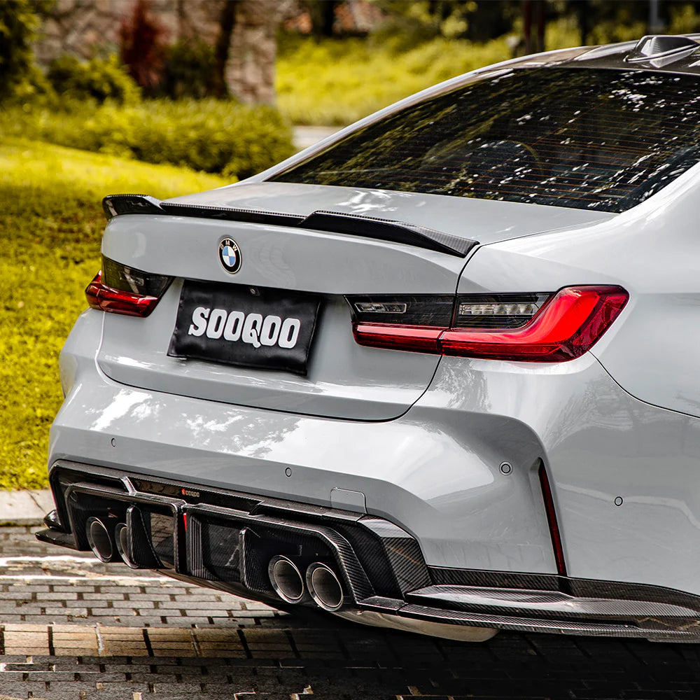 SOOQ00Carbon Fiber Diffuser W/ Brake Light + Rear Splitter -  BMW G80 & G81 / G82 & G83 M4