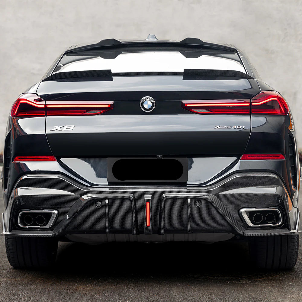 BMW X6 G06 Carbon Fiber Rear Diffuser w/ LED Light