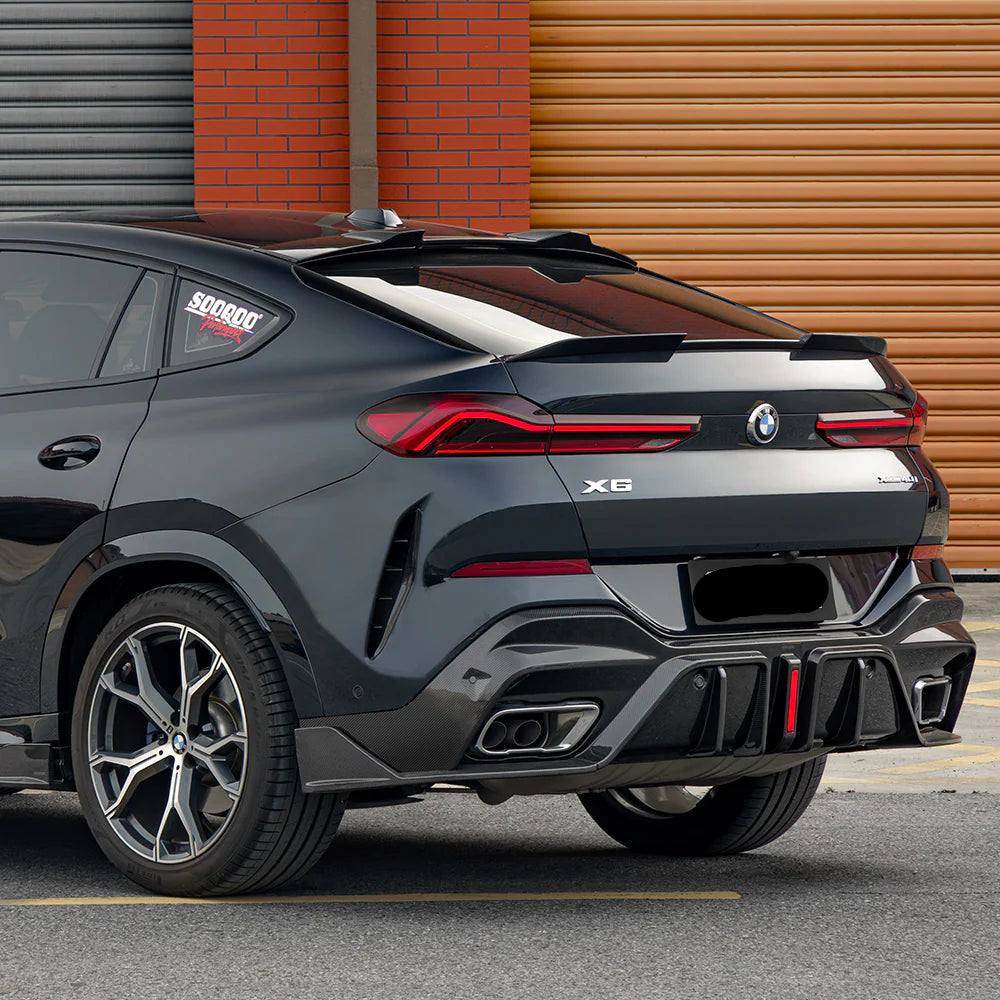 BMW X6 G06 Carbon Fiber Rear Diffuser w/ LED Light