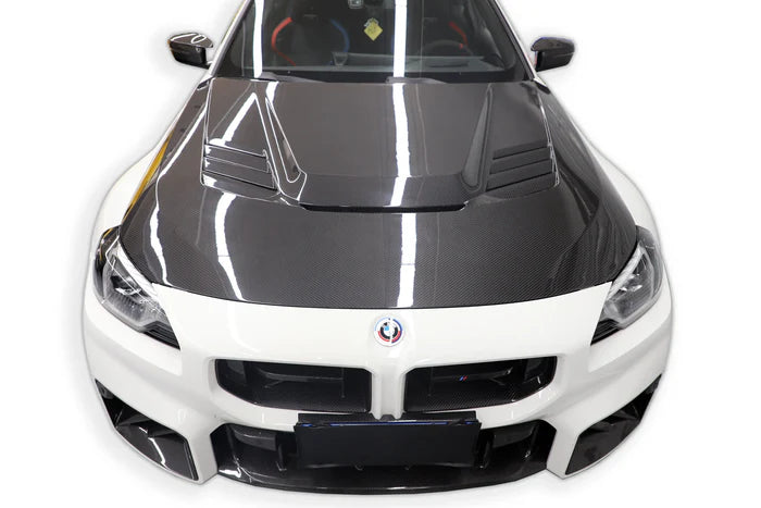 Carbon Fiber V Style Front Engine Hood Bonnet - BMW G87 M2 / G42 2 Series