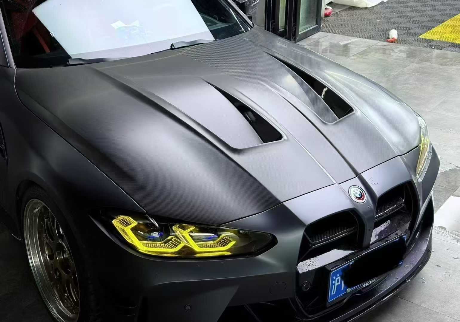 AN Style Carbon fiber Vented Hood w/ Kelvar & Mesh - BMW G80 M3 & G82 / G83 M4