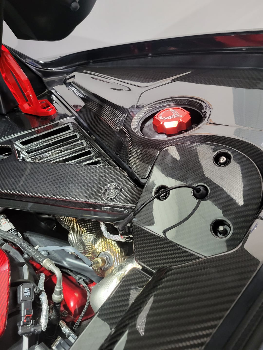 Carbon Fiber Rear Shock Absorber Cover Magnetic Ride Control Panel Trim - Corvette C8