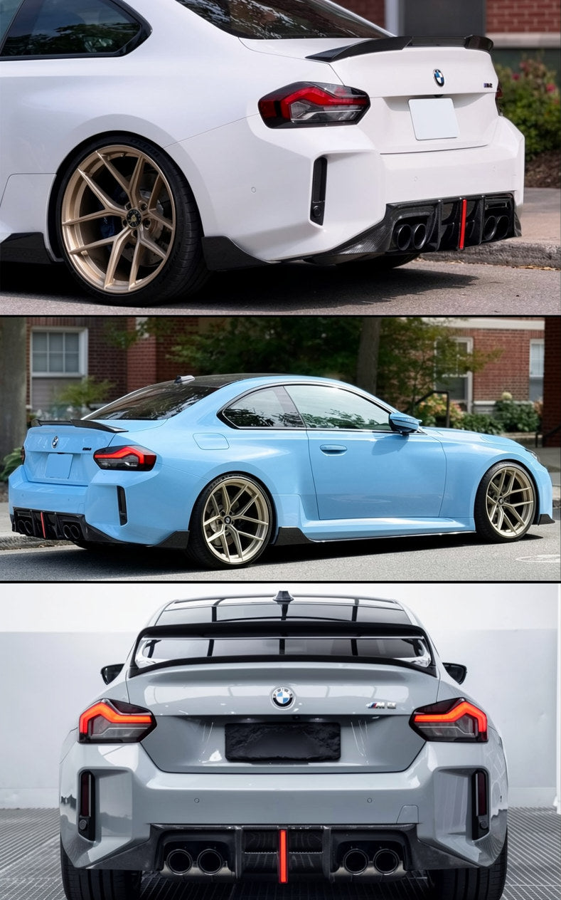Carbon Fiber SF Style Rear Bumper Diffuser W/ LED - BMW G87 M2