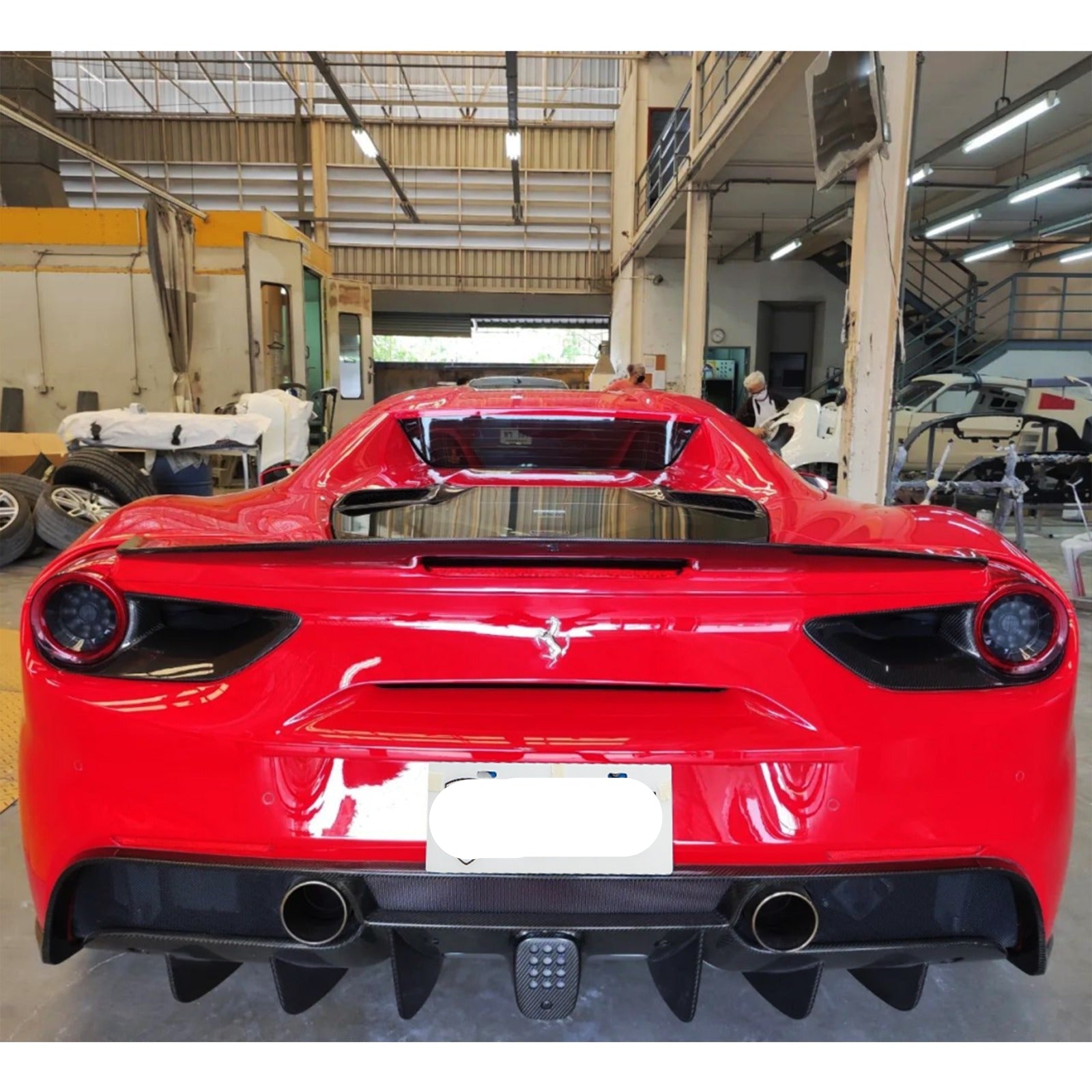 V Style Carbon Fiber Rear Spoiler - Ferrari 488