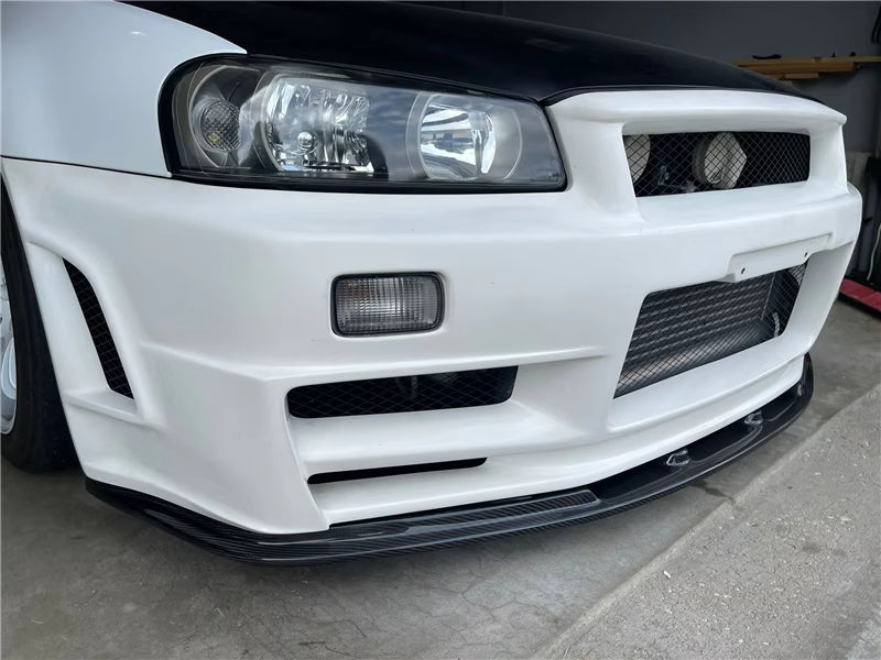 Carbon Fiber Front Lip w/ UnderTray - Nissan Skyline R34 GTR
