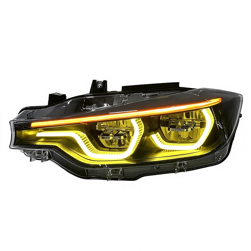 LED F8X Style M3 M4 Yellow/White Switchback DRL Color Headlight Replacement Set Upgrade - BMW F30 F31 3 Series 2012–2018