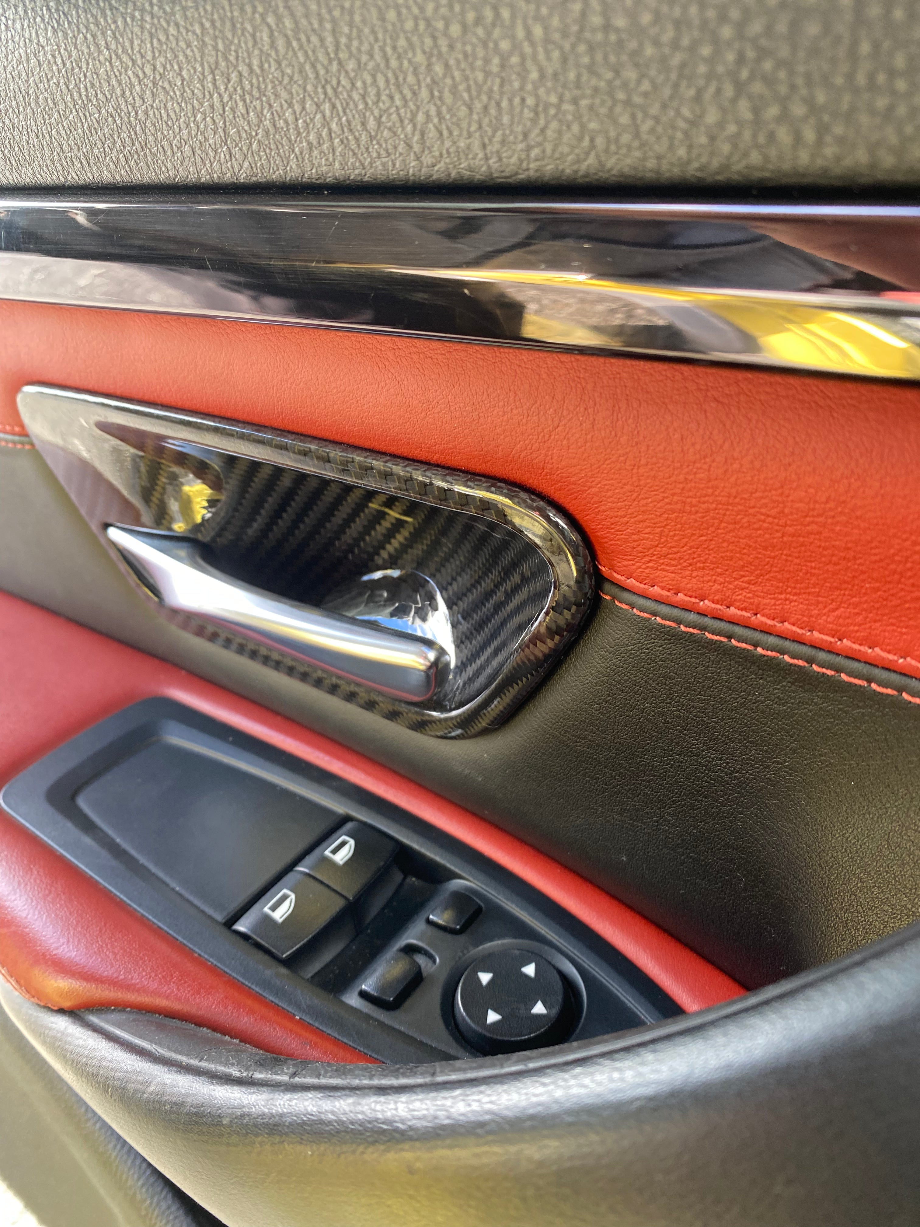 Carbon Fiber Interior Door Handle Bowl Cover Trim Sticker For BMW F30 F34 2013-2018 – 4-Piece Set – Self-Adhesive