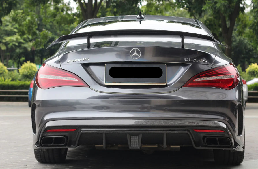Paktechz Prepreg Carbon Fiber Rear Bumper Diffuser w/ LED & Side Canard - Mercedes Benz W117 C117 CLA220 CLA250 CLA260 CLA45 2013-2018