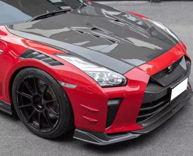 Carbon Fiber T Style Vented Front Engine Hood - Nissan R35 GTR 2008-2024