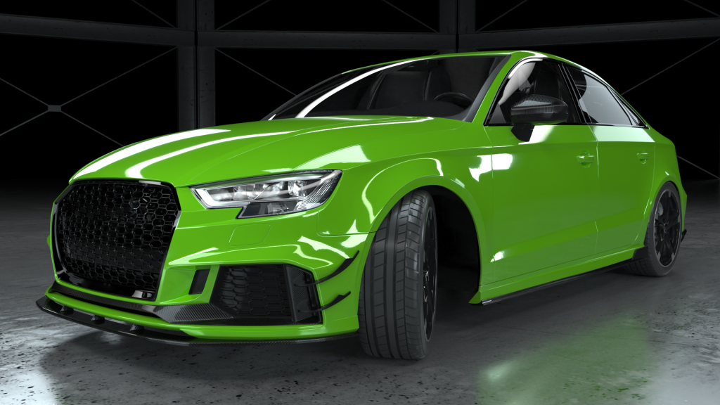Carbon Fiber Front Bumper foglight Trim Set - AUDI RS3 Sedan 2017-2019