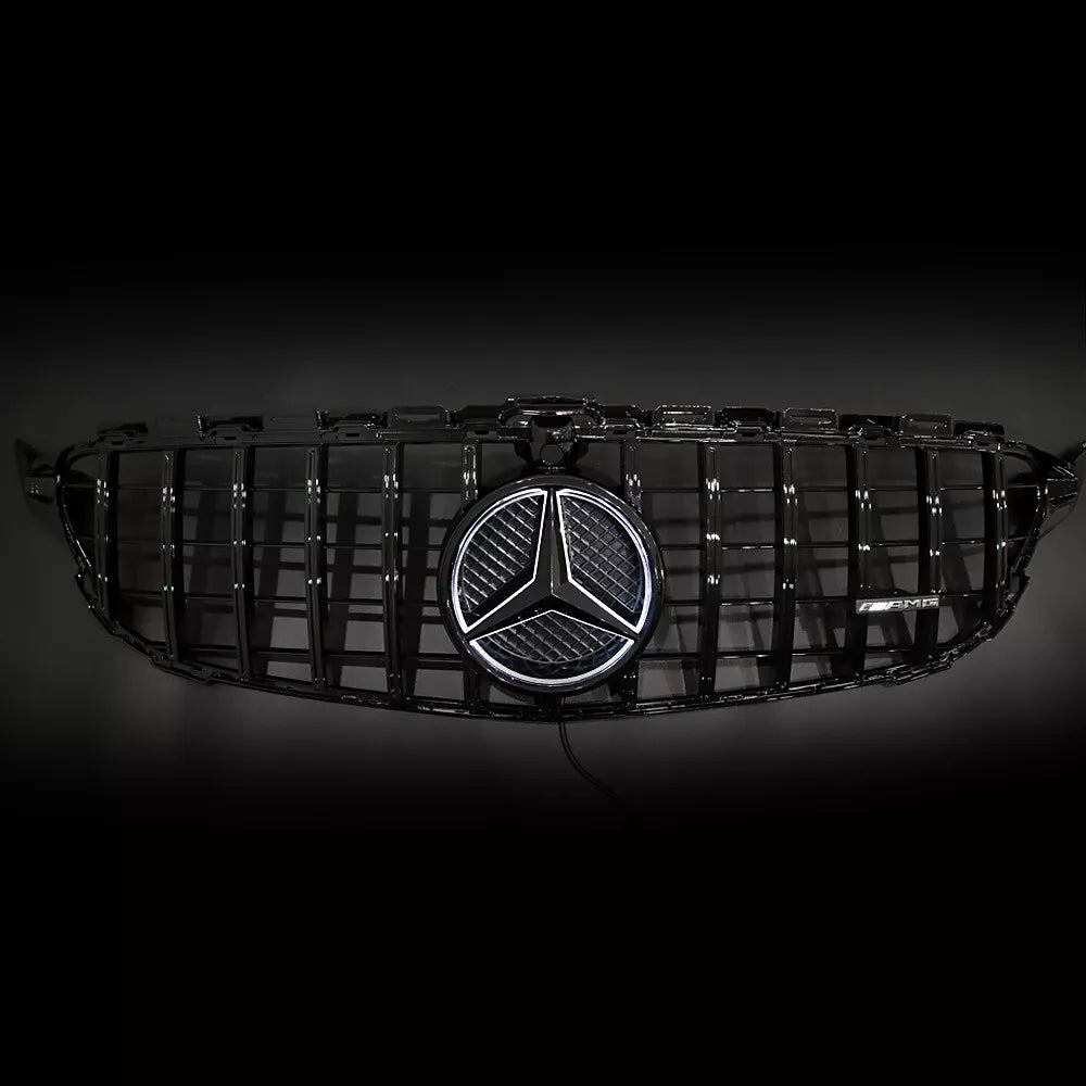 Gloss Black Front Grille w/ LED Logo - Mercedes Benz W205 C43 C250 C300