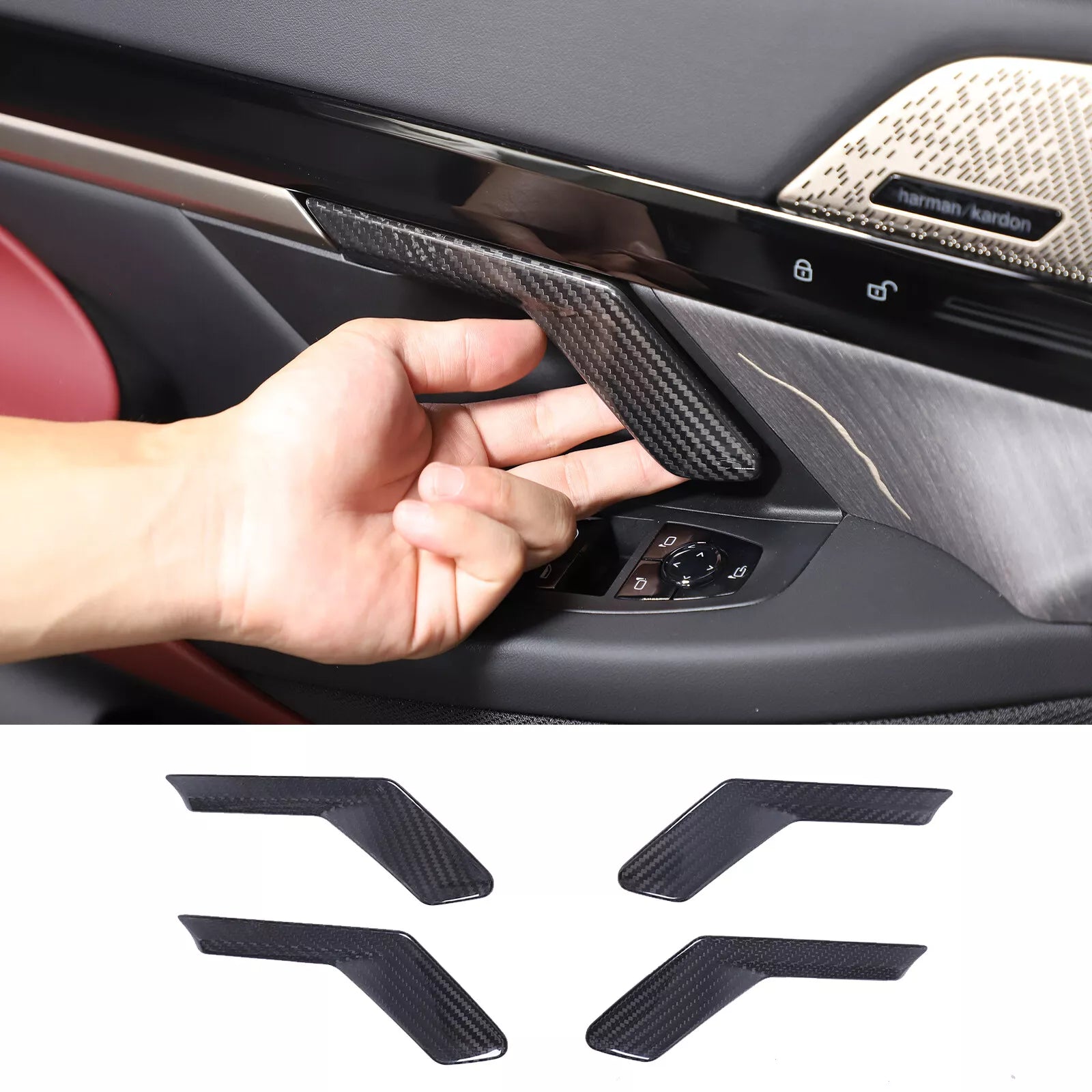 Carbon Fiber Interior Door Handle Trim Cover -  BMW 5 Series G60 2024+