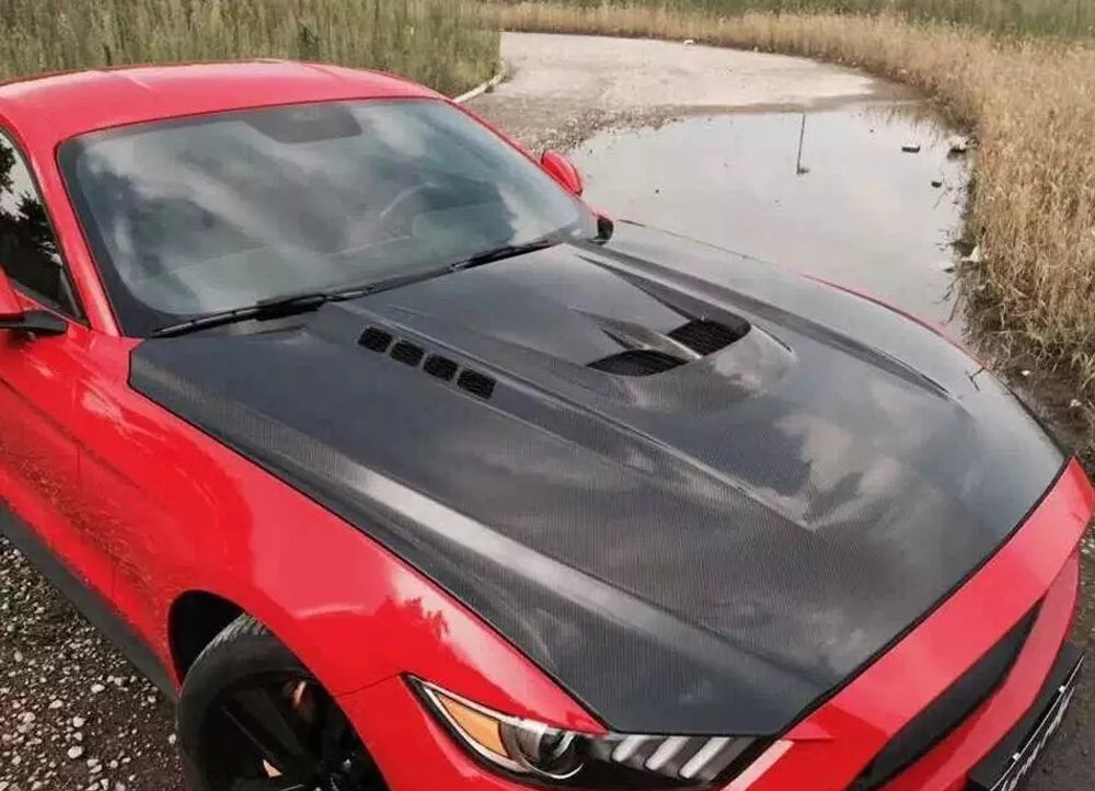 Carbon Fiber Vented Front Engine Hood - Ford Mustang 2015-2017