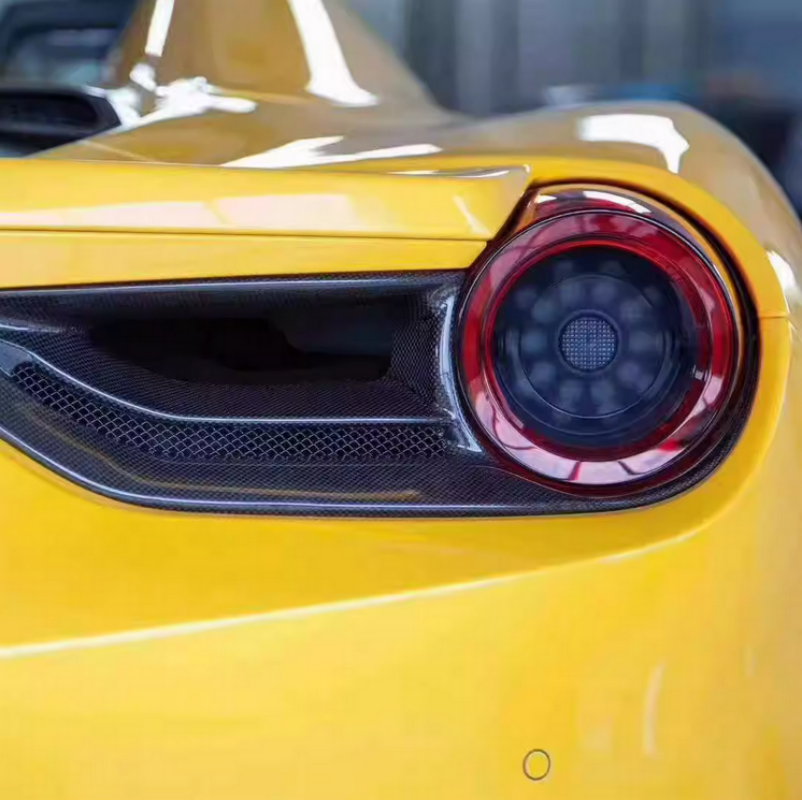 C Style Carbon Fiber Rear Fog Tail Light Surround Cover - 488 GTB Spider