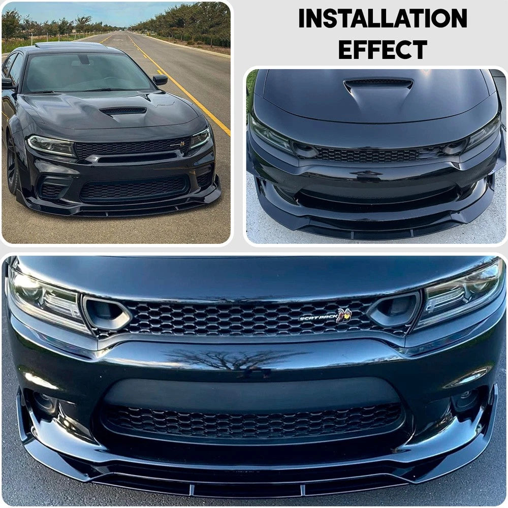 Gloss Black Front Splitter Lip V2- Dodge Charger SRT 2015-2023